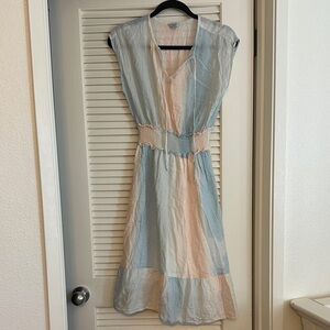 Rails Blue and Cream Midi Dress